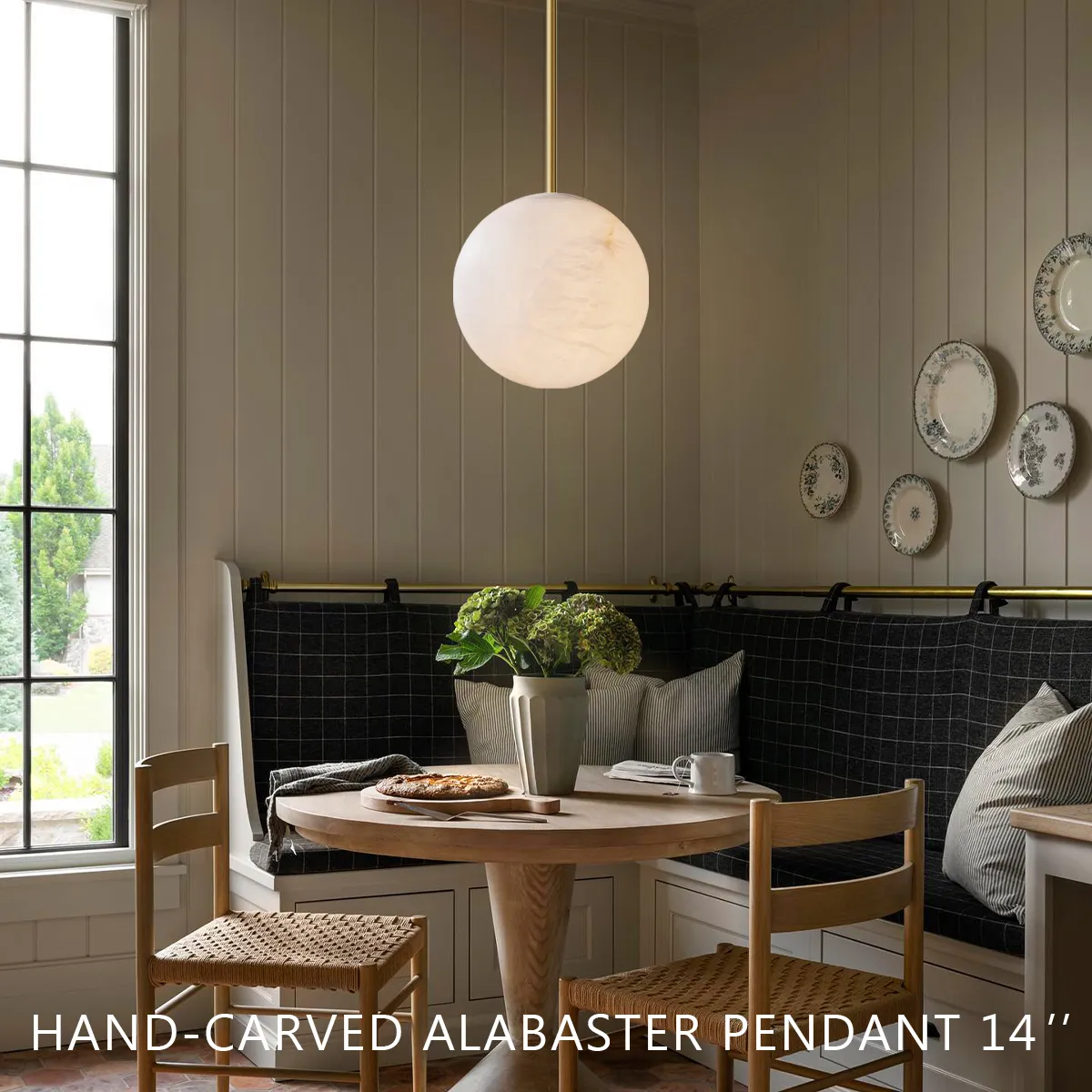 Alabaster Modern Ball Pendant Light, Elegant Island Pendant Light – J ...