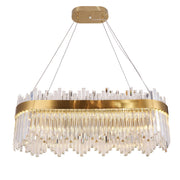 JC Cebal Odeon Oval / Linear Crystal Fringe Chandelier