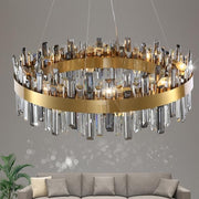 24" 32" Modern Round Gold Crystal Chandelier