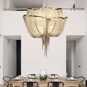 Alisa Luxury Double-Layer Aluminum Chain Tassel Chandelier - jchandelier