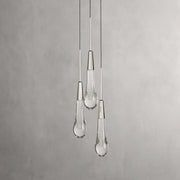 JC Raindrop Glass Solitaire 3-Light Round Chandelier