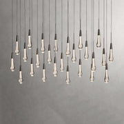 JC Raindrop Glass Solitaire Linear Chandelier