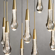 JC Raindrop Glass Solitaire Linear Chandelier