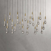 JC Raindrop Glass Solitaire Linear Chandelier