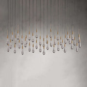 JC Raindrop Glass Solitaire Linear Chandelier