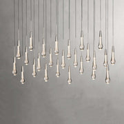 JC Raindrop Glass Solitaire Linear Chandelier