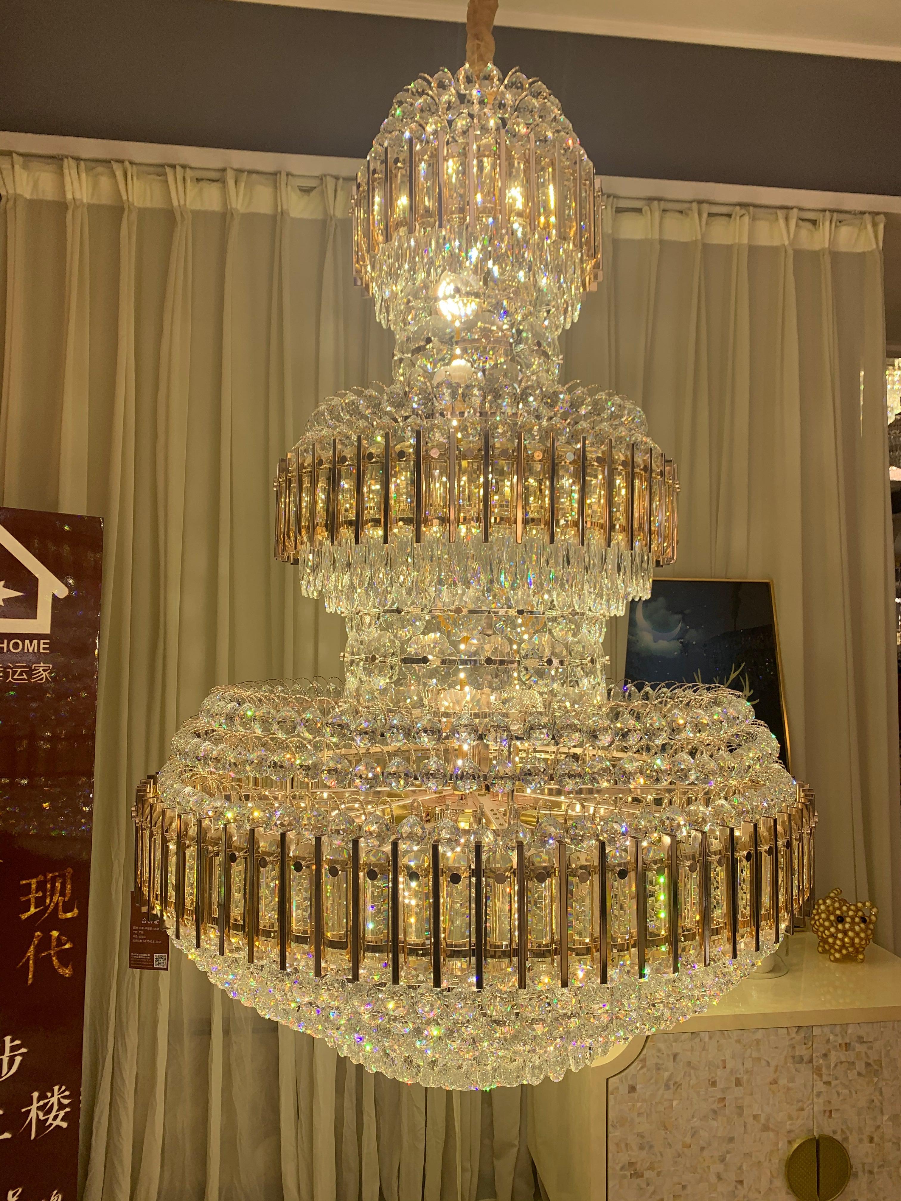 American Luxuary multi level crystal chandelier hotel lobby hall living room
