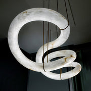 JC Alabaster Unique Curved Ethereal Alabaster Chandelier