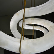 JC Alabaster Unique Curved Ethereal Alabaster Chandelier