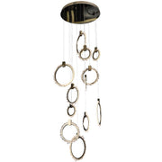 JC Primary Crystal Cluster 12 Rings Staircase Chandelier