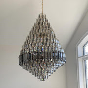 JC Luxury Multi-tiered Honeycomb Crystal Chandelier for High-ceiling