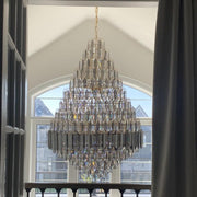 JC Luxury Multi-tiered Honeycomb Crystal Chandelier for High-ceiling