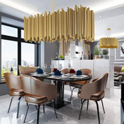 Natasha Modern Gold Plated Rectangle Chandelier