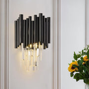 Natasha Modern Classic Black Crystal Wall Sconce Height 15"