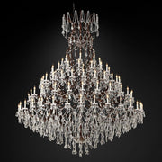 JC 19th C. Rococo Iron & Crystal Round Chandelier 101"