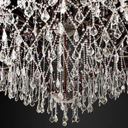 JC 19th C. Rococo Iron & Crystal Round Chandelier 101"