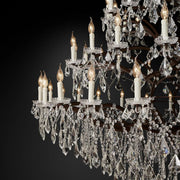 JC 19th C. Rococo Iron & Crystal Round Chandelier 101"