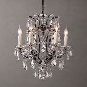 JC 19th C. Rococo Iron & Crystal Round Chandelier 18"