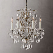 JC 19th C. Rococo Iron & Crystal Round Chandelier 18"