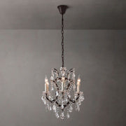 JC 19th C. Rococo Iron & Crystal Round Chandelier 18"