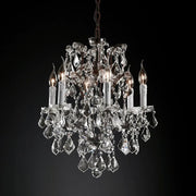 JC 19th C. Rococo Iron & Crystal Round Chandelier 18"