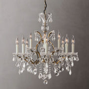 JC 19th C. Rococo Iron & Crystal Round Chandelier 28"