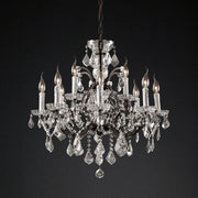 JC 19th C. Rococo Iron & Crystal Round Chandelier 28"