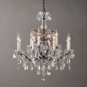 JC 19th C. Rococo Iron & Crystal Round Chandelier 28"