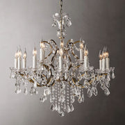 JC 19th C. Rococo Iron & Crystal Round Chandelier 33"