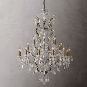 JC 19th C. Rococo Iron & Crystal Round Chandelier 40"