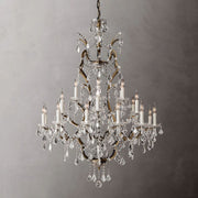 JC 19th C. Rococo Iron & Crystal Round Chandelier 40"