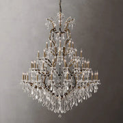 JC 19th C. Rococo Iron & Crystal Round Chandelier 60"