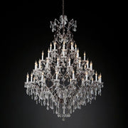 JC 19th C. Rococo Iron & Crystal Round Chandelier 60"