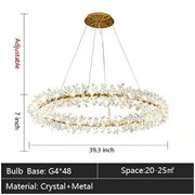 JC 2 Wheel Frozen Ice Crystal Chandelier Light For Living Room Dining Hall