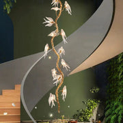 Lucky Bird Glass Tree Branch Chandelier For Staircase - jchandelier