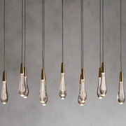 JC Raindrop Glass Solitaire Linear Chandelier