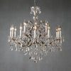 19th C. Romoco Iron & Crystal Round Chandelier 33"