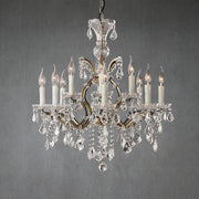 19th C. Romoco Iron & Crystal Round Chandelier 28"