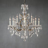 19th C. Romoco Iron & Crystal Round Chandelier 28"