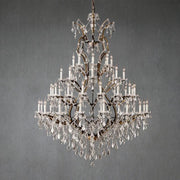 19th C. Romoco Iron & Crystal Round Chandelier 60"