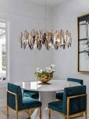 Multi-sided hand-cut crystal chandelier