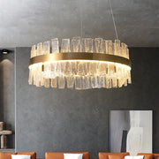 Ariano Long Crystal Round Golden Lamp Body Modern Chandelier