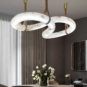 JC Alabaster Unique Curved Contemporary Nordic Alabaster Chandelier