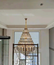 JC Luxury Multi-tiered Honeycomb Crystal Chandelier for High-ceiling