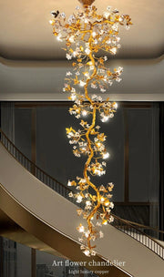 Art Flower Staircase Long Branch Chandelier - jchandelier