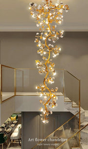 Art Flower Staircase Long Branch Chandelier - jchandelier