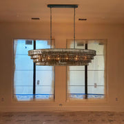 JC Ghiaccio Oval Chandelier in Glass Brass 54"/65"