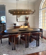 JC Ghiaccio Oval Chandelier in Glass Brass 54"/65"