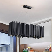 Modern Classic Black Rectangle Long Chandelier  W 32"/40"