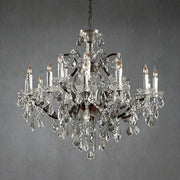 19th C. Romoco Iron & Crystal Round Chandelier 33"